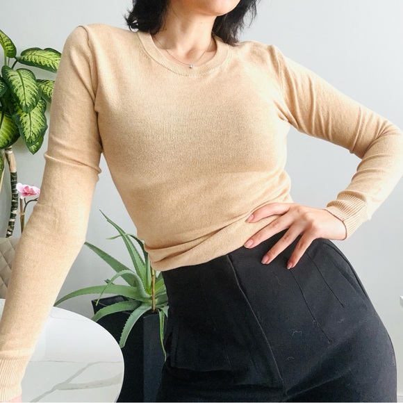 Cashmere and Cotton Blend Nude Sweater - Picture 2 of 6